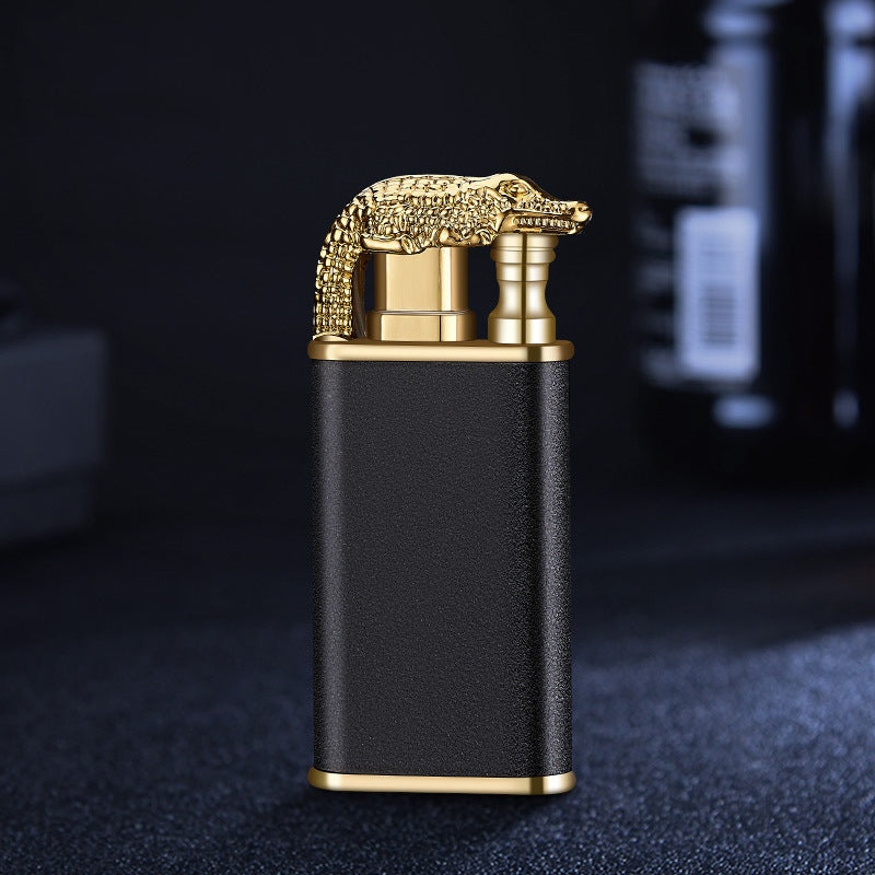 Windproof Double Flame Cigar Torch Lighter - Dragon, Tiger, Crocodile, Dolphin Design