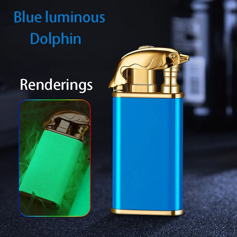 Windproof Double Flame Cigar Torch Lighter - Dragon, Tiger, Crocodile, Dolphin Design