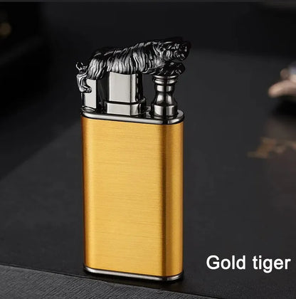 Windproof Double Flame Cigar Torch Lighter - Dragon, Tiger, Crocodile, Dolphin Design