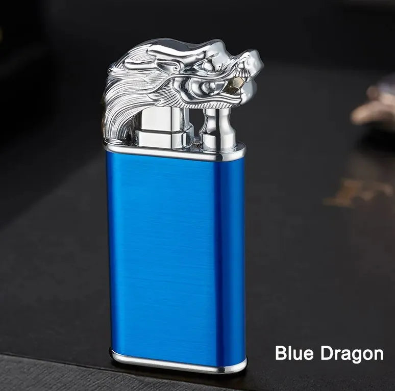 Windproof Double Flame Cigar Torch Lighter - Dragon, Tiger, Crocodile, Dolphin Design