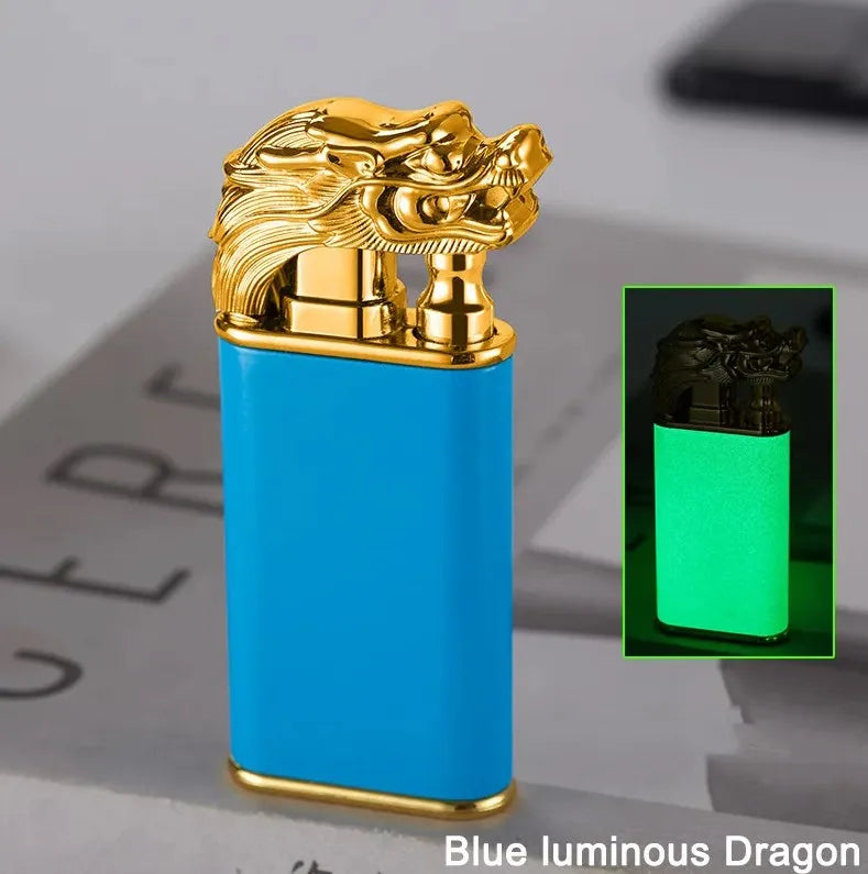 Windproof Double Flame Cigar Torch Lighter - Dragon, Tiger, Crocodile, Dolphin Design