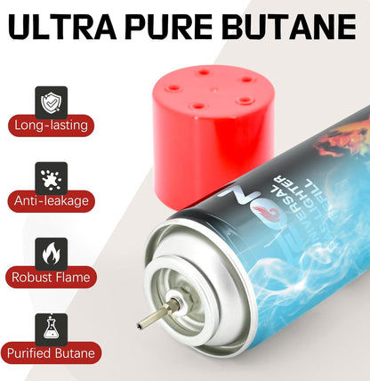 Butane Fuel, 5X Butane Refill 300Ml Butane Gas for Lighters, Torch (6)